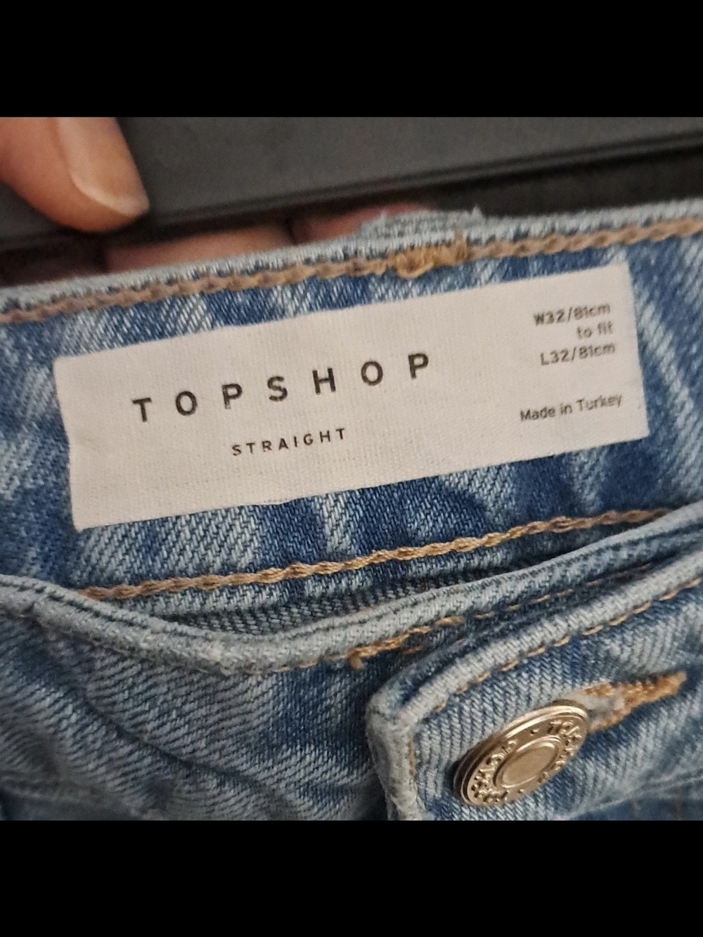 Topshop Medium Blue Straight Leg Jeans